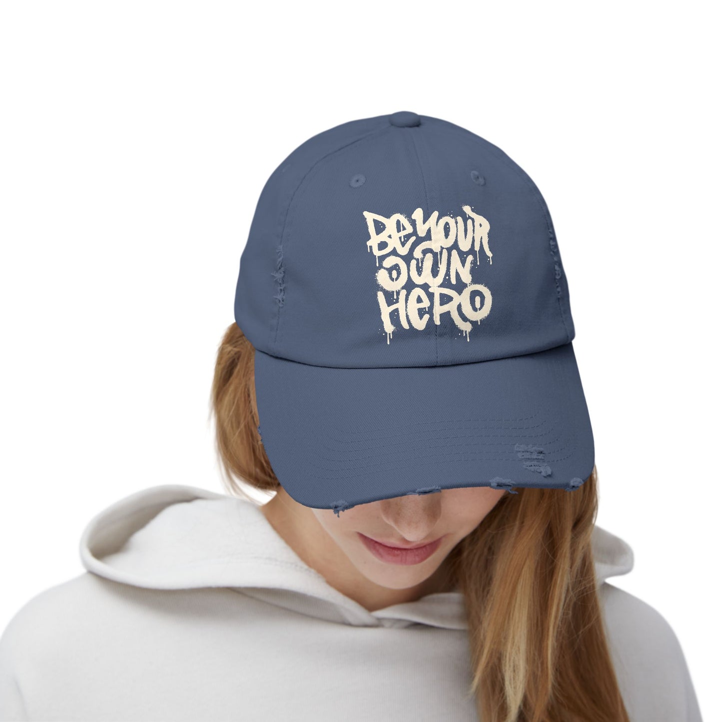 Be Your Own Hero Distressed Cotton Twill Dad Hat – Bold Style, Everyday Comfort