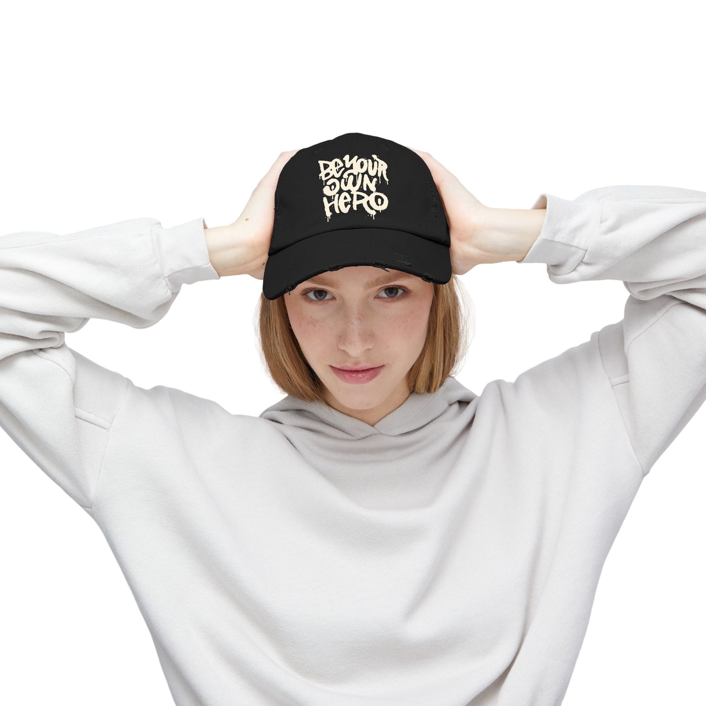 Be Your Own Hero Distressed Cotton Twill Dad Hat – Bold Style, Everyday Comfort