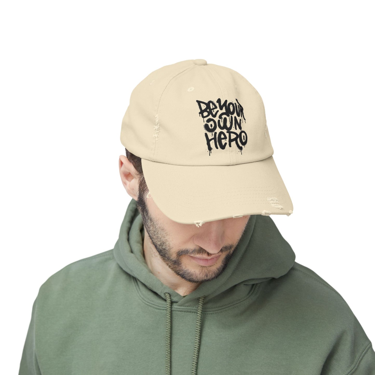 Be Your Own Hero Distressed Cotton Twill Dad Hat – Bold Style, Everyday Comfort