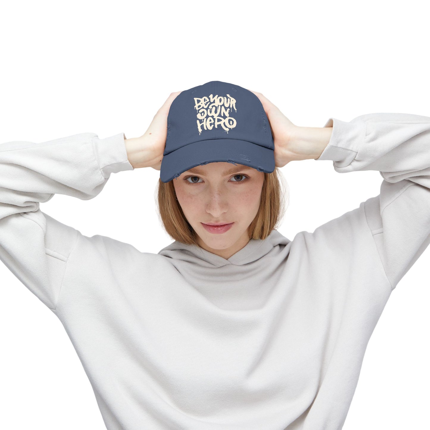 Be Your Own Hero Distressed Cotton Twill Dad Hat – Bold Style, Everyday Comfort