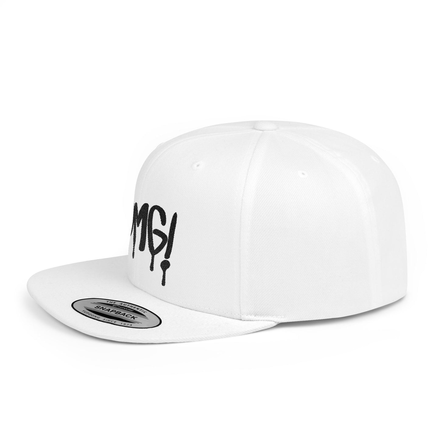 OMG! Embroidered Flat Bill Snapback Cap – Bold Statement, Sleek Style