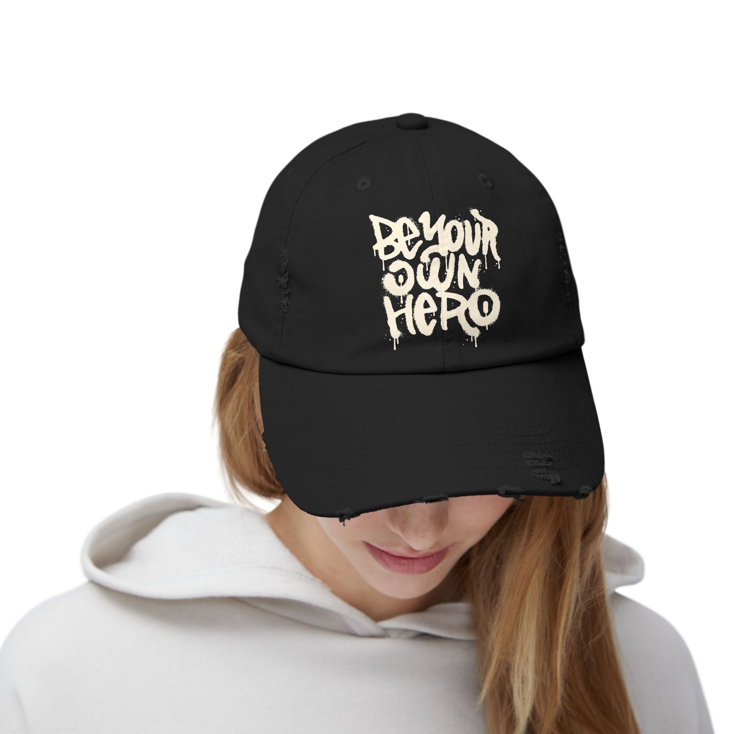 Be Your Own Hero Distressed Cotton Twill Dad Hat – Bold Style, Everyday Comfort