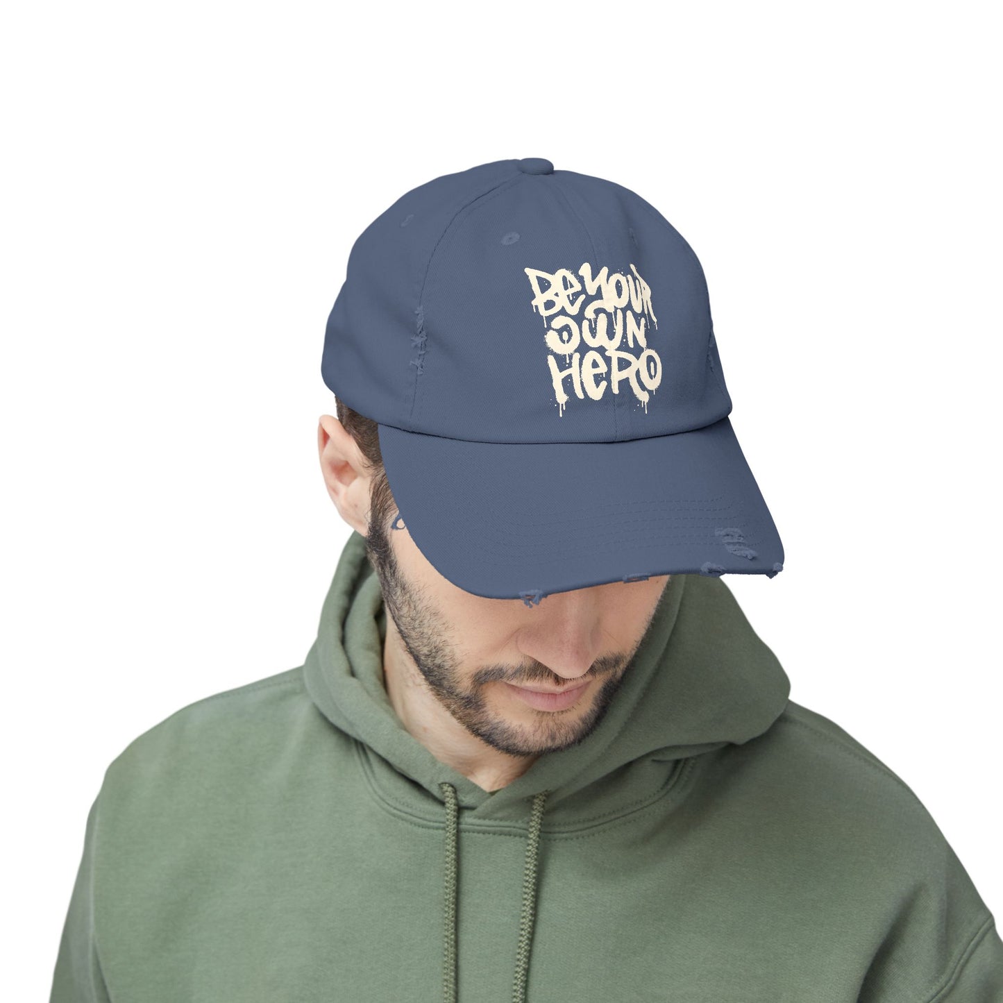 Be Your Own Hero Distressed Cotton Twill Dad Hat – Bold Style, Everyday Comfort