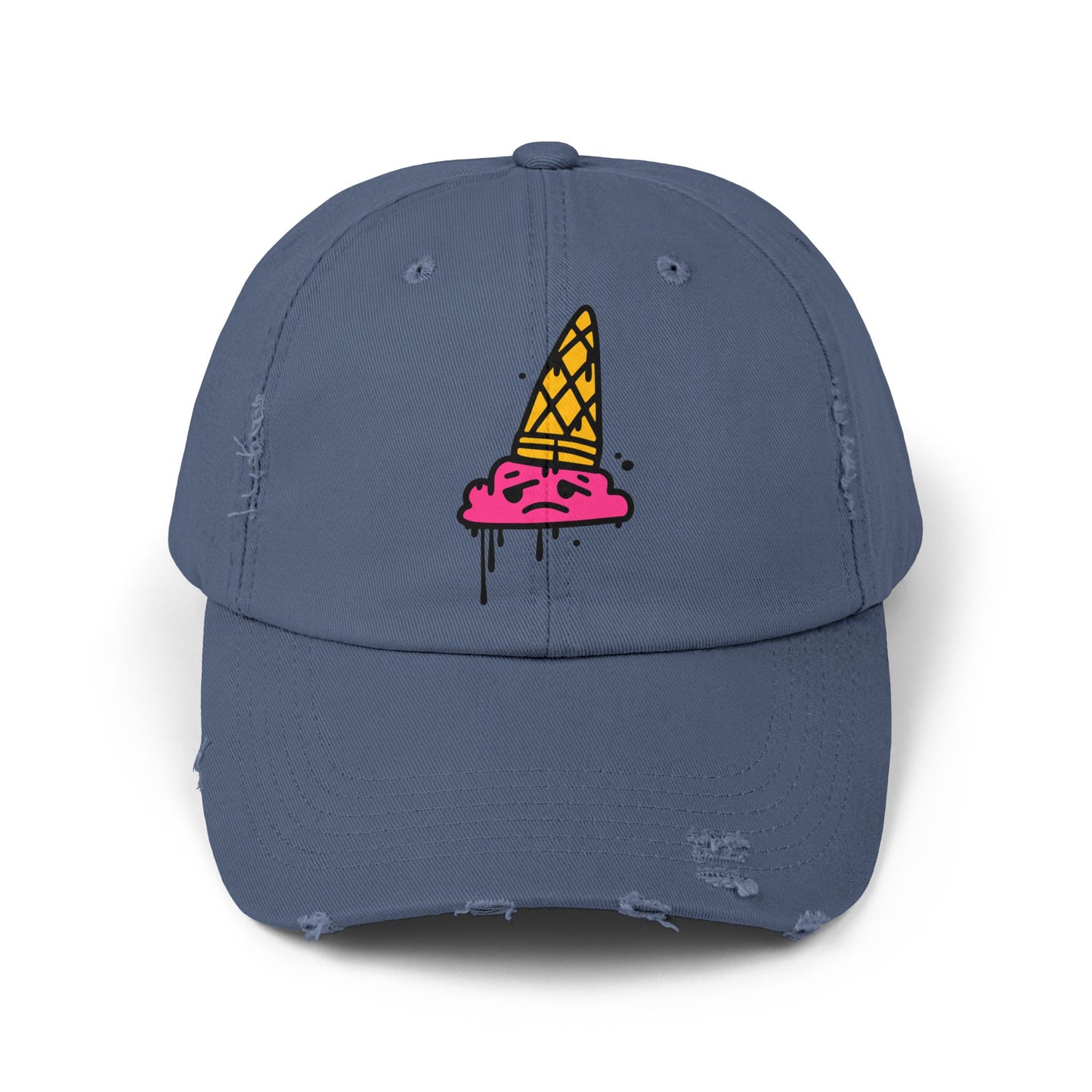 Ice Cream Melt Distressed Cotton Twill Dad Hat – Playful Style, Everyday Comfort