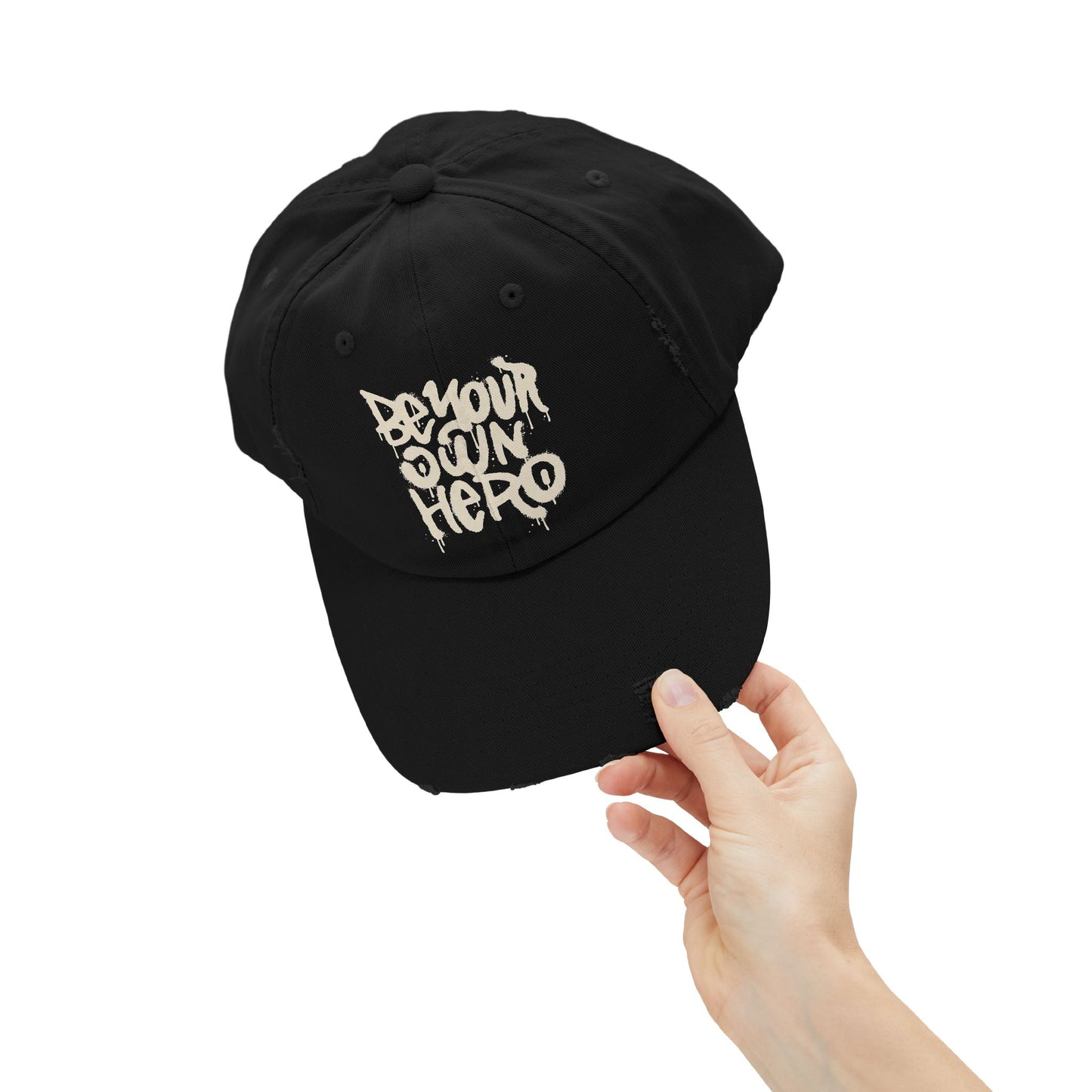 Be Your Own Hero Distressed Cotton Twill Dad Hat – Bold Style, Everyday Comfort