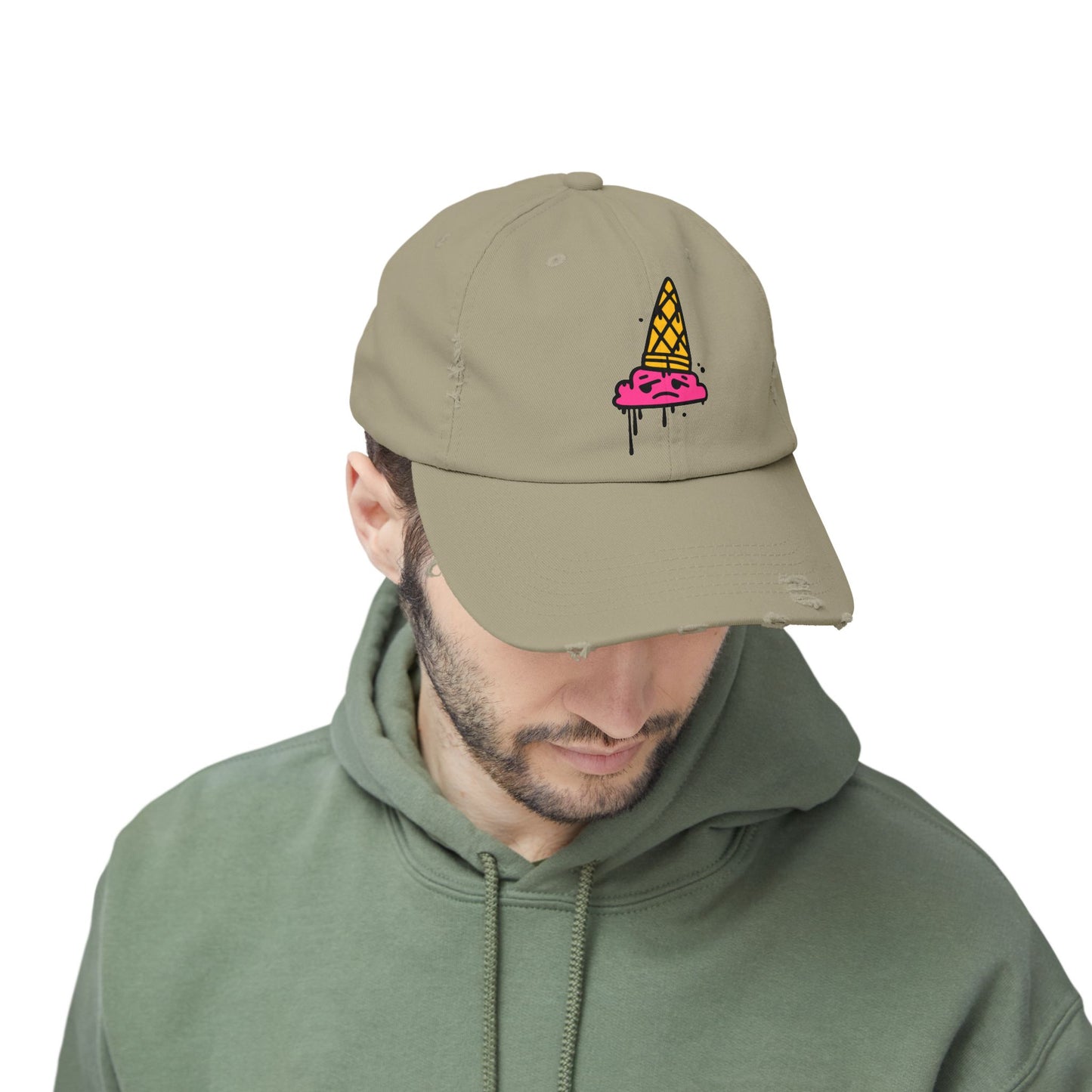 Ice Cream Melt Distressed Cotton Twill Dad Hat – Playful Style, Everyday Comfort