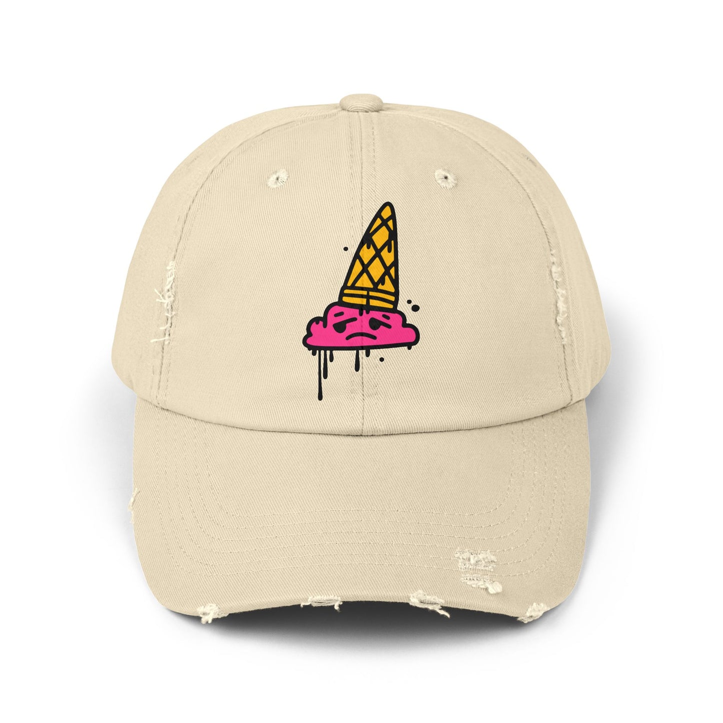 Ice Cream Melt Distressed Cotton Twill Dad Hat – Playful Style, Everyday Comfort