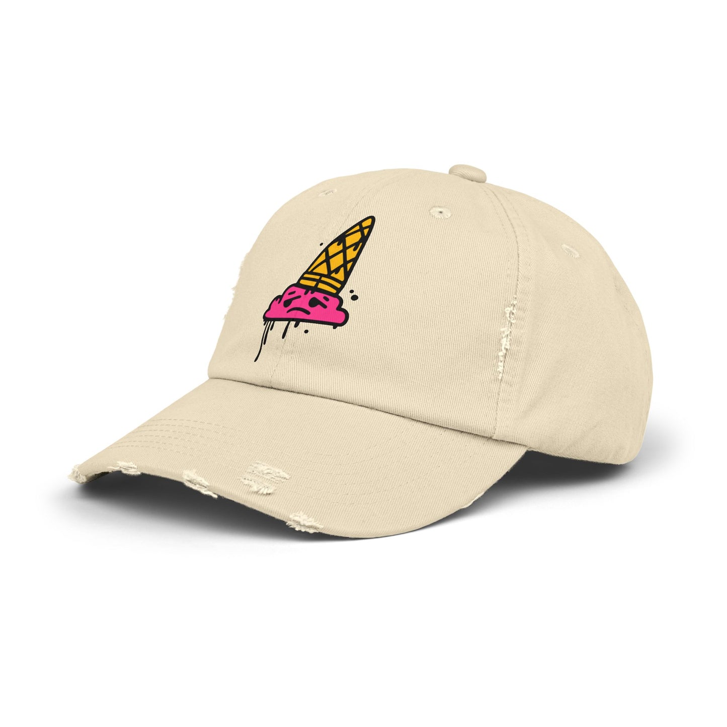 Ice Cream Melt Distressed Cotton Twill Dad Hat – Playful Style, Everyday Comfort