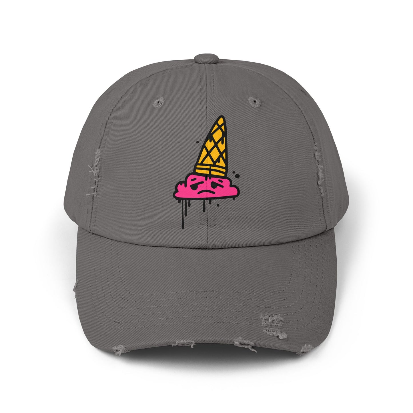 Ice Cream Melt Distressed Cotton Twill Dad Hat – Playful Style, Everyday Comfort
