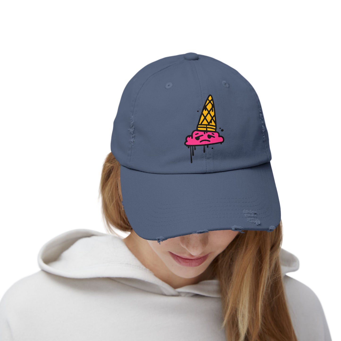 Ice Cream Melt Distressed Cotton Twill Dad Hat – Playful Style, Everyday Comfort