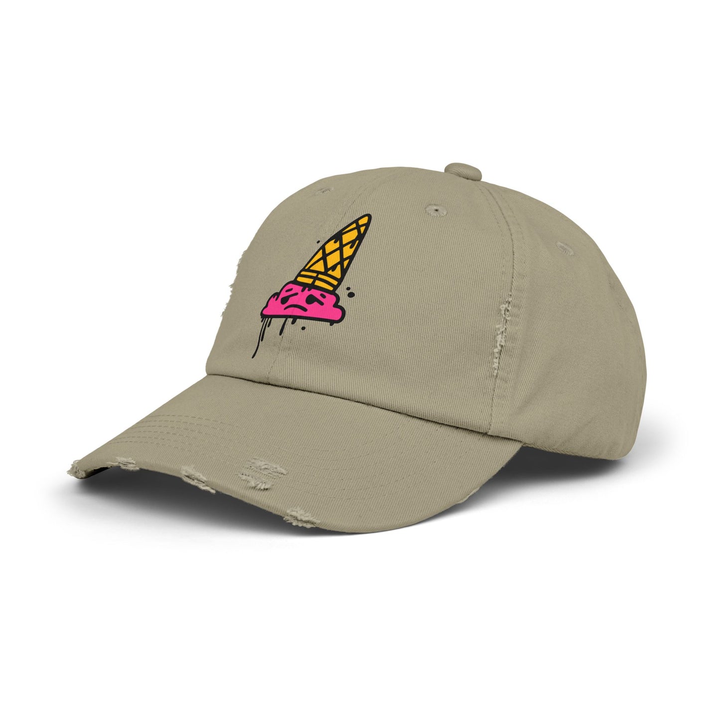 Ice Cream Melt Distressed Cotton Twill Dad Hat – Playful Style, Everyday Comfort