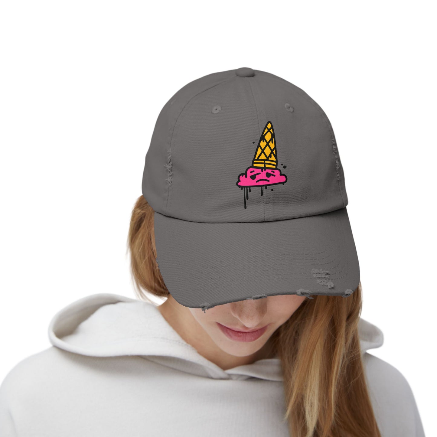 Ice Cream Melt Distressed Cotton Twill Dad Hat – Playful Style, Everyday Comfort