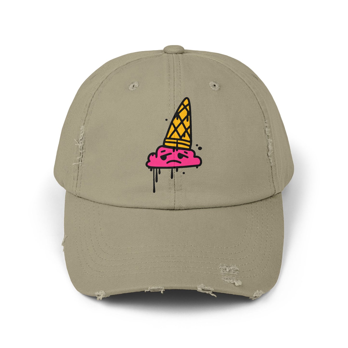 Ice Cream Melt Distressed Cotton Twill Dad Hat – Playful Style, Everyday Comfort