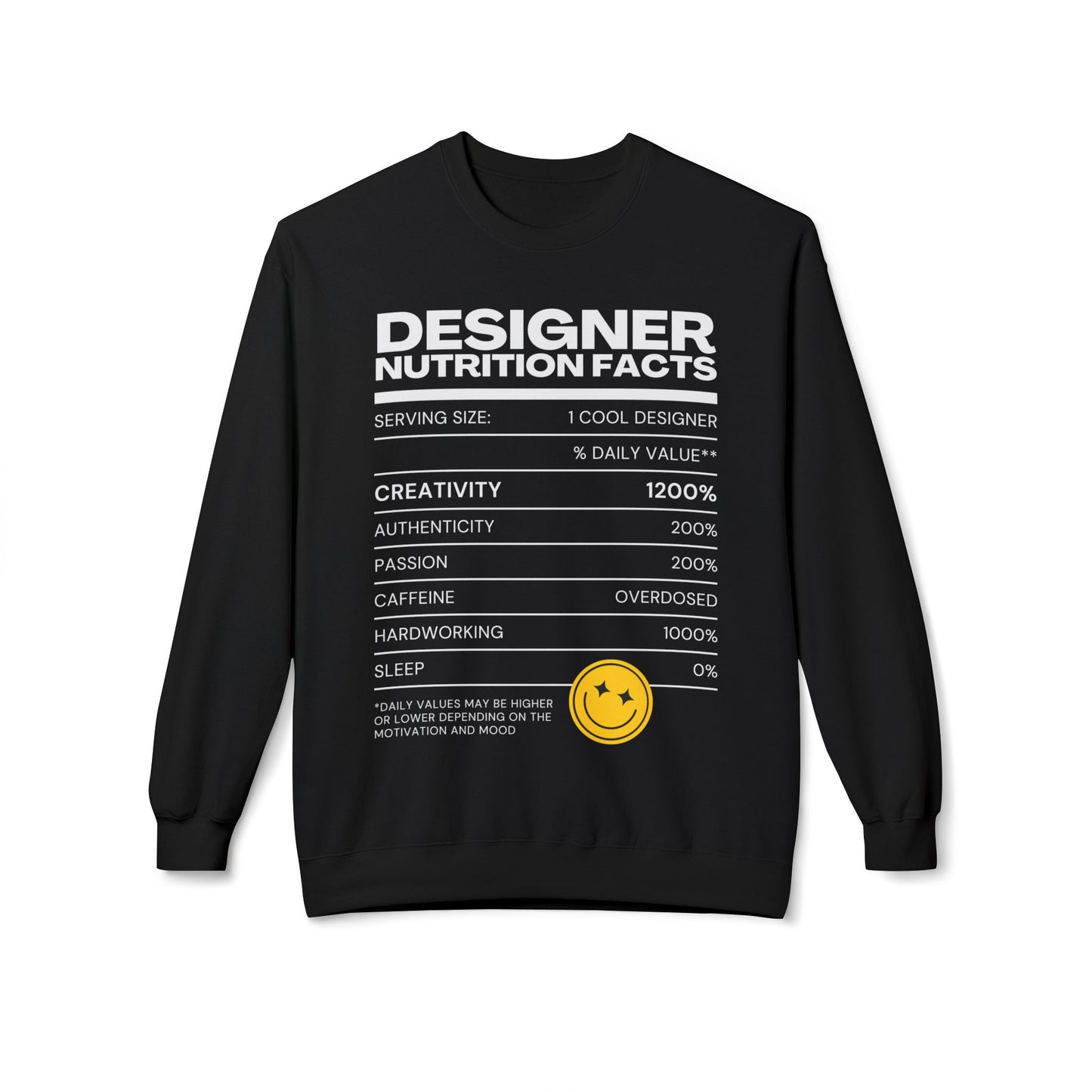 Designer Nutrition Facts Sweatshirt