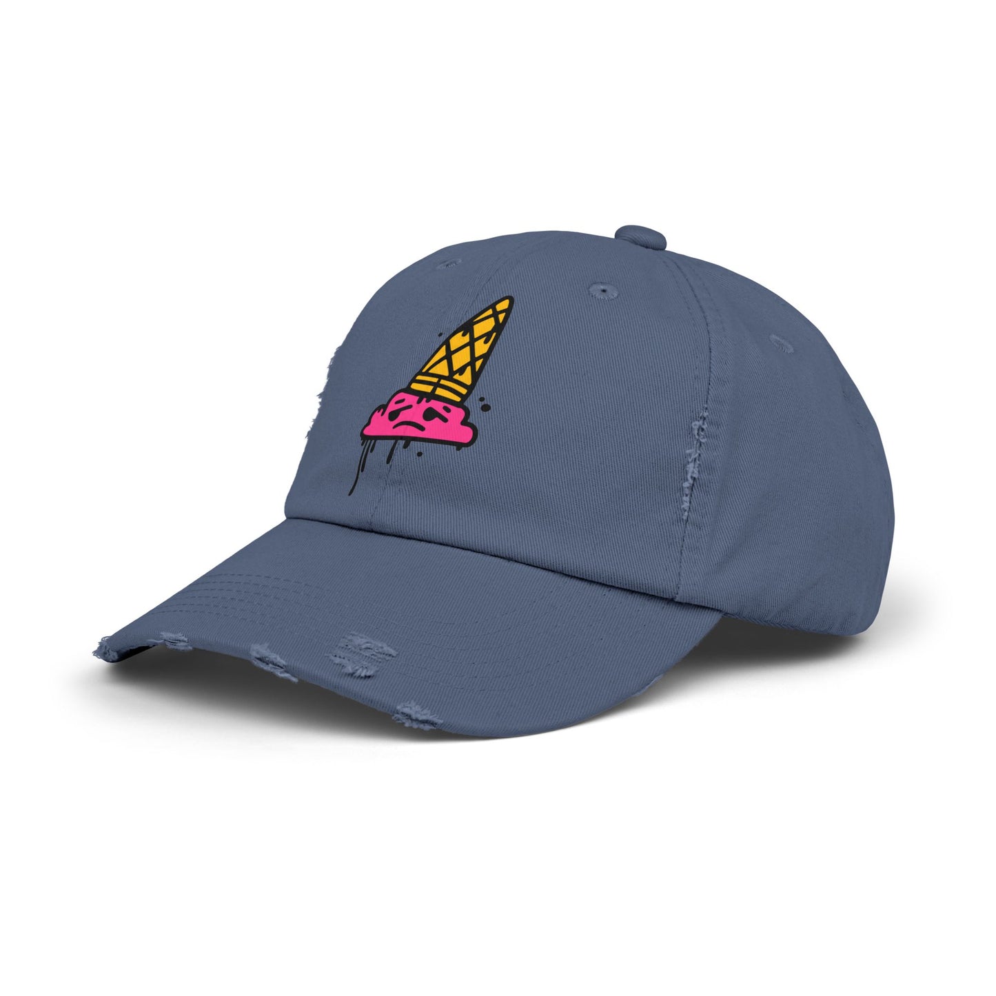 Ice Cream Melt Distressed Cotton Twill Dad Hat – Playful Style, Everyday Comfort