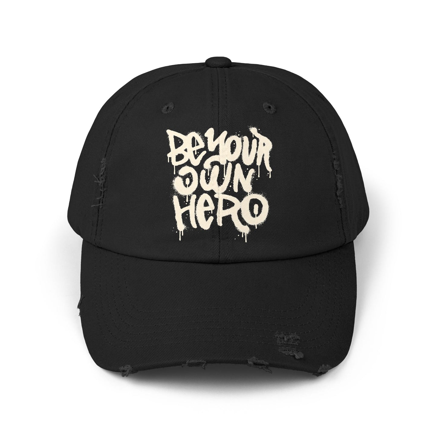 Be Your Own Hero Distressed Cotton Twill Dad Hat – Bold Style, Everyday Comfort