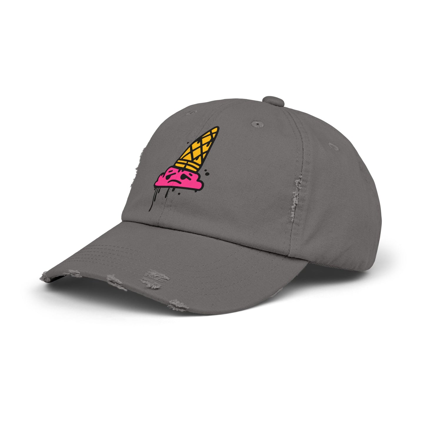 Ice Cream Melt Distressed Cotton Twill Dad Hat – Playful Style, Everyday Comfort