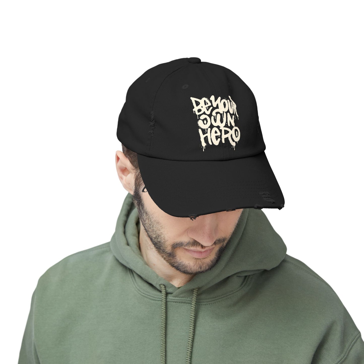 Be Your Own Hero Distressed Cotton Twill Dad Hat – Bold Style, Everyday Comfort