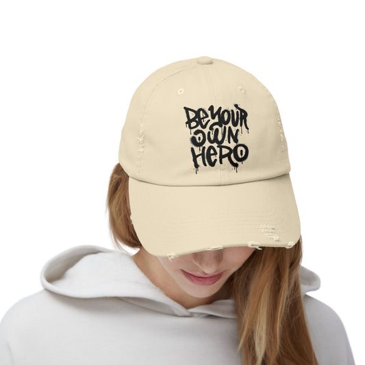 Be Your Own Hero Distressed Cotton Twill Dad Hat – Bold Style, Everyday Comfort