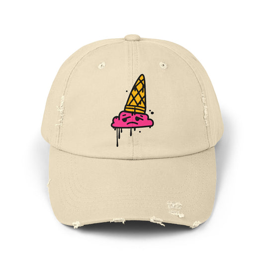 Ice Cream Melt Distressed Cotton Twill Dad Hat – Playful Style, Everyday Comfort