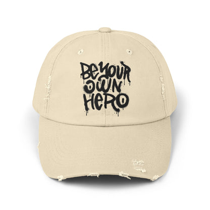 Be Your Own Hero Distressed Cotton Twill Dad Hat – Bold Style, Everyday Comfort