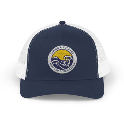 Living & Surfing Trucker Hat – Keep the Ocean Clean