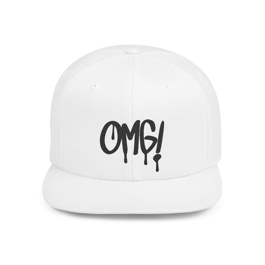 OMG! Embroidered Flat Bill Snapback Cap – Bold Statement, Sleek Style