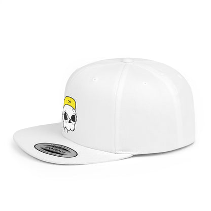 Flat Bill Snapback Cap – Skull with Yellow Cap Design