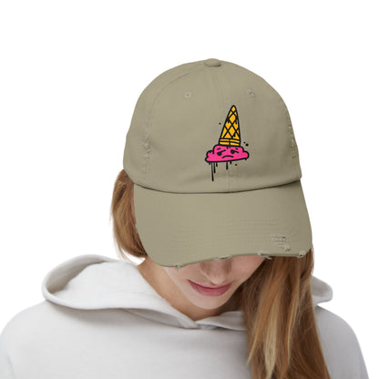 Ice Cream Melt Distressed Cotton Twill Dad Hat – Playful Style, Everyday Comfort