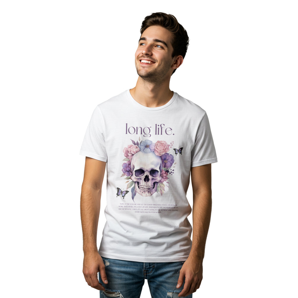 Long Life Floral Skull T-Shirt