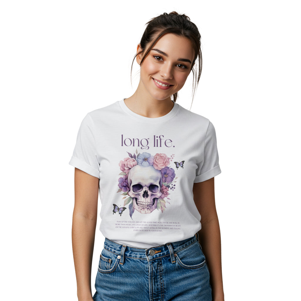 Long Life Floral Skull T-Shirt