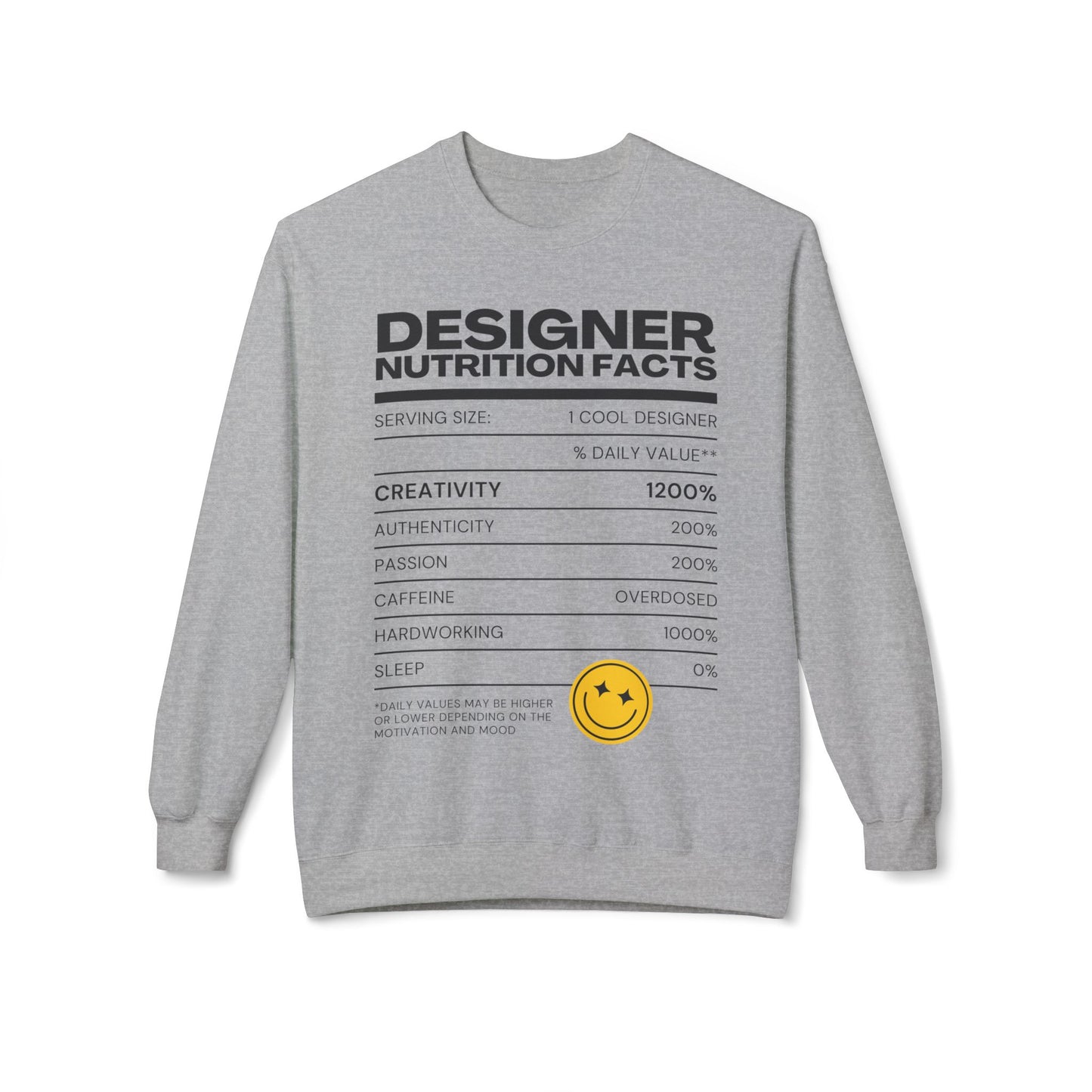 Designer Nutrition Facts Sweatshirt