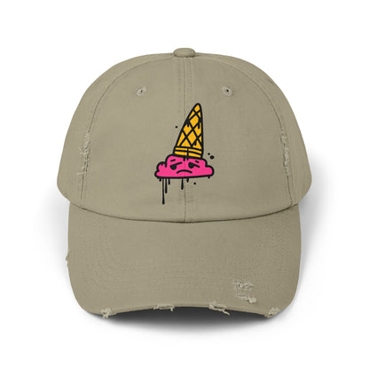 Ice Cream Melt Distressed Cotton Twill Dad Hat – Playful Style, Everyday Comfort