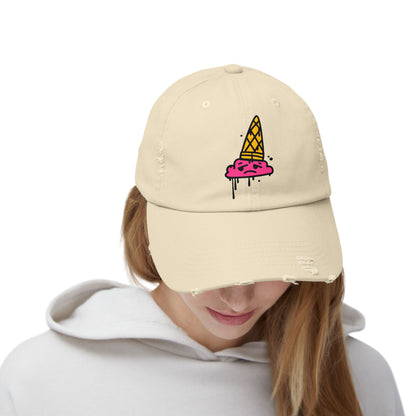 Ice Cream Melt Distressed Cotton Twill Dad Hat – Playful Style, Everyday Comfort