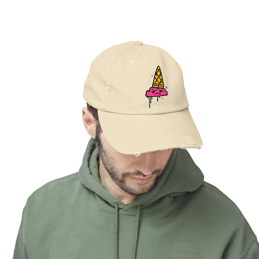 Ice Cream Melt Distressed Cotton Twill Dad Hat – Playful Style, Everyday Comfort